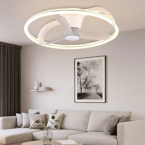 Ventilatore a plafoniera da soffitto bianco con luce telecomando