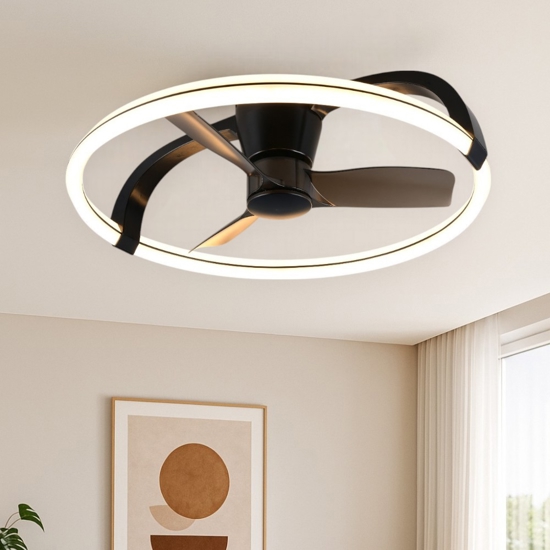 Plafoniera con ventilatore da soffitto nero luce telecomando
