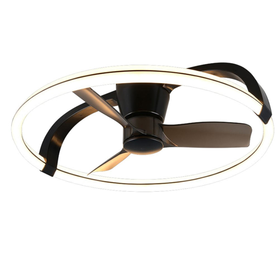 Plafoniera con ventilatore da soffitto nero luce telecomando