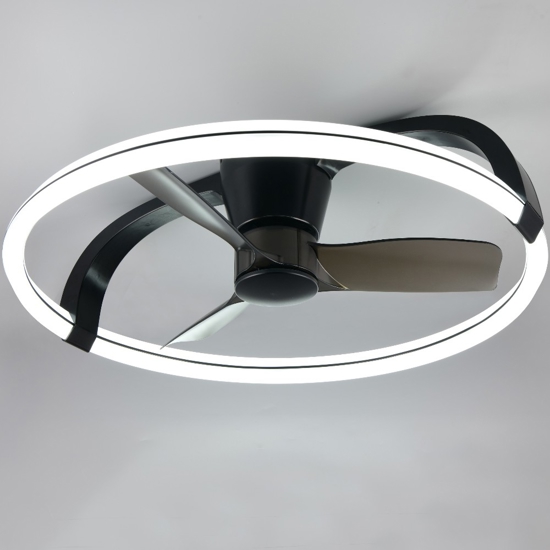 Plafoniera con ventilatore da soffitto nero luce telecomando