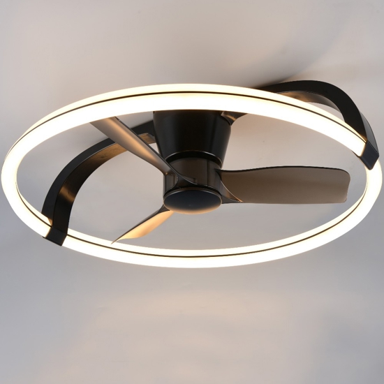 Plafoniera con ventilatore da soffitto nero luce telecomando
