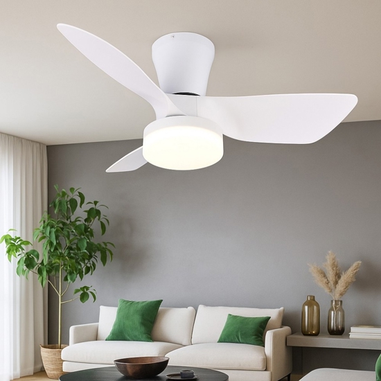 Ventilatore da soffitto a pale bianco con luce telecomando