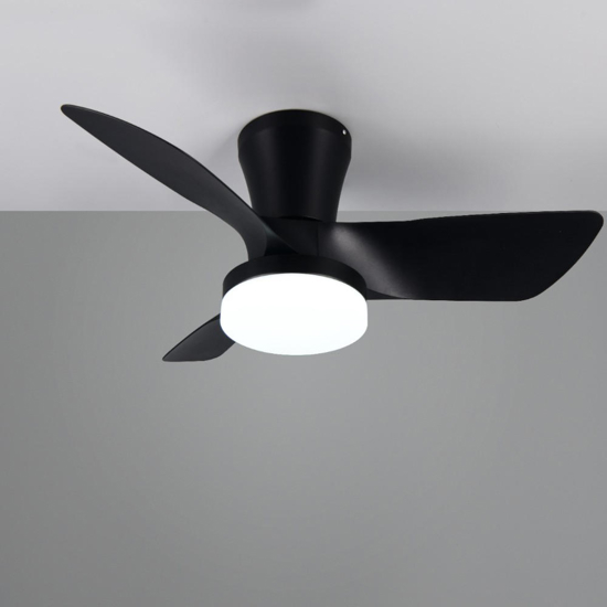 Ventilatore da soffitto a pale nero con luce e telecomando