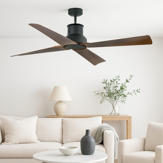 Ventilatore da soffitto per esterno nero a pale marrone 18mq