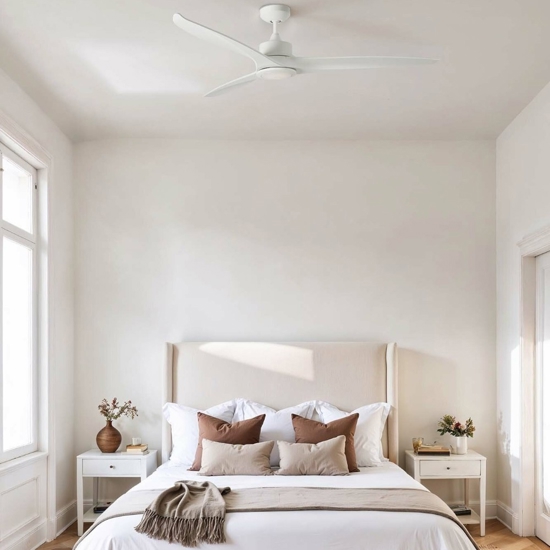Ventilatore a pale da soffitto bianco con luce 28mq