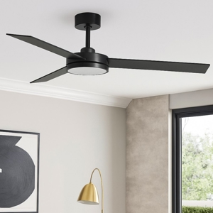Ventilatore nero da soffitto con luce 28mq a pale silenzioso