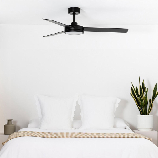 Ventilatore nero da soffitto con luce 28mq a pale silenzioso