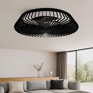 Ventilatore nero a plafoniera da soffitto moderno silenzioso con telecomando