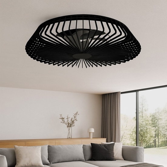Ventilatore nero a plafoniera da soffitto moderno silenzioso con telecomando