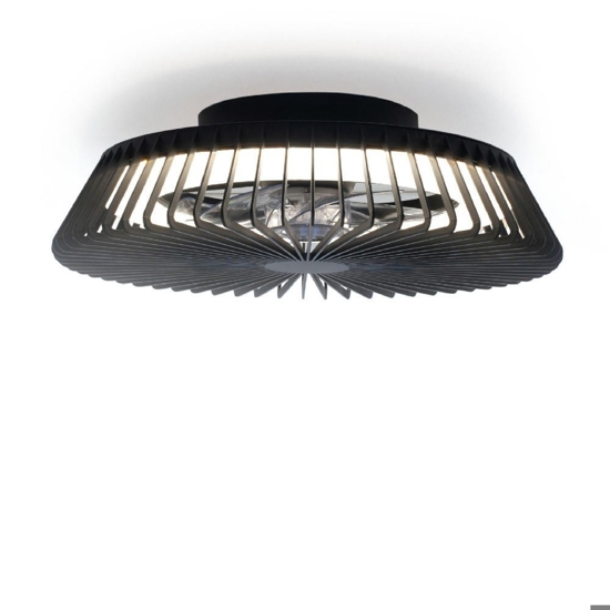 Ventilatore nero a plafoniera da soffitto moderno silenzioso con telecomando