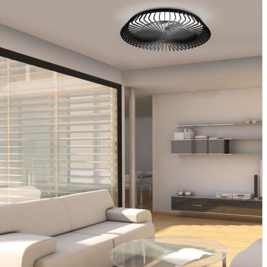 Ventilatore nero a plafoniera da soffitto moderno silenzioso con telecomando