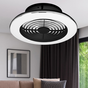 Plafoniera con ventilatore da soffitto nero 13mq con telecomando