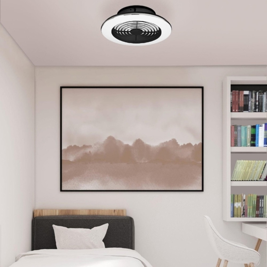 Plafoniera con ventilatore da soffitto nero 13mq con telecomando