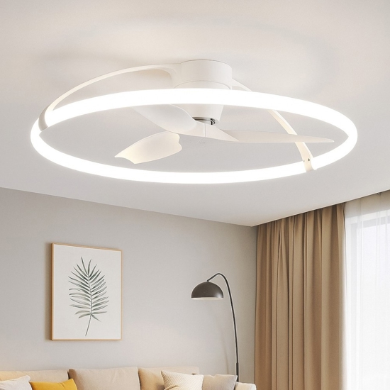 Lampadario a ventilatore bianco da soffitto con luce e telecomando 20mq