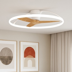 Ventilatore plafoniera con luce silenzioso bianco pale di legno con telecomando
