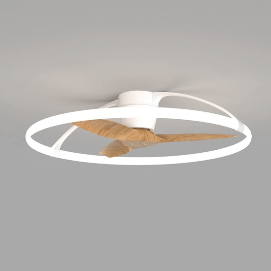 Ventilatore plafoniera con luce silenzioso bianco pale di legno con telecomando
