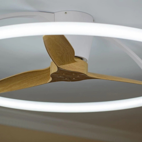 Ventilatore plafoniera con luce silenzioso bianco pale di legno con telecomando