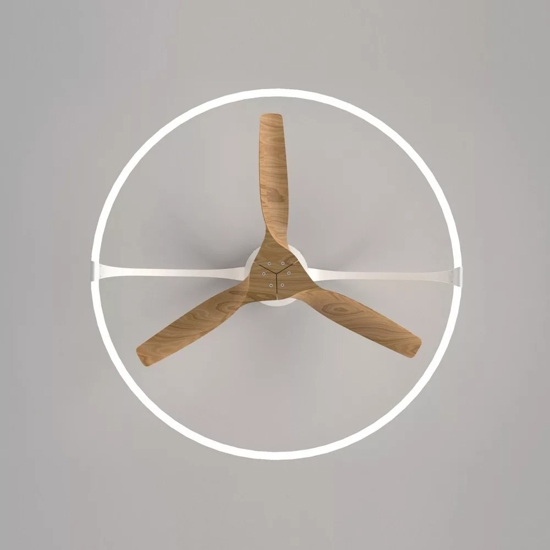 Ventilatore plafoniera con luce silenzioso bianco pale di legno con telecomando