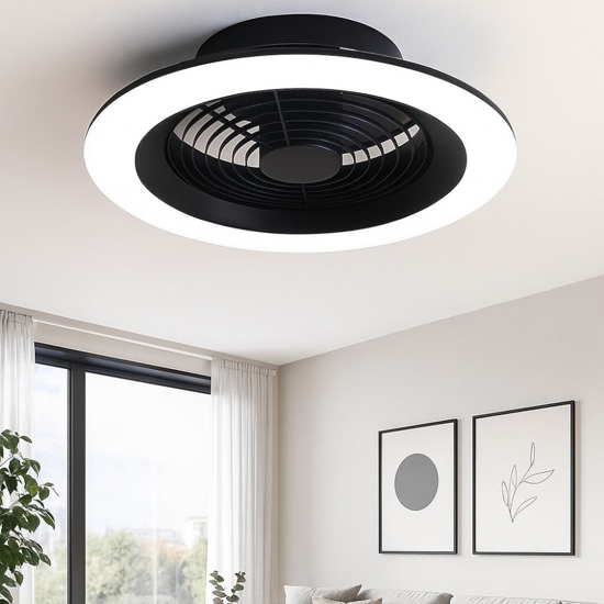 Ventilatore a plafoniera da soffitto silenzioso nero 18mq con telecomando