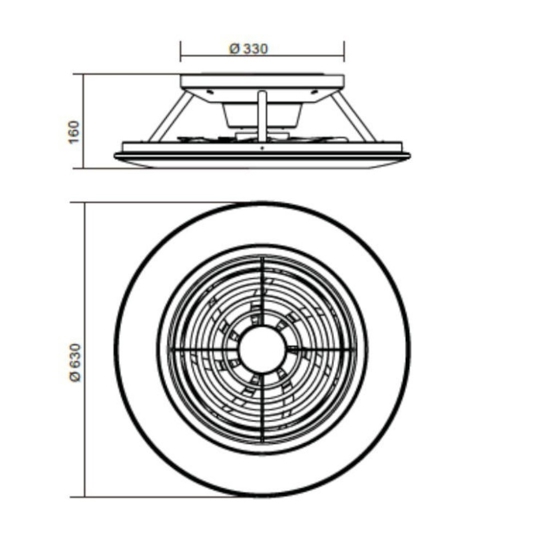 Ventilatore a plafoniera da soffitto silenzioso nero 18mq con telecomando