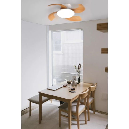 Ventilatore a plafoniera silenzioso con telacomando pale colore legno motorizzate 20mq