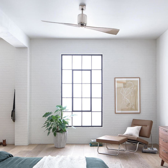Ventilatore cromato da soffitto con pale grigio silenzioso 30mq