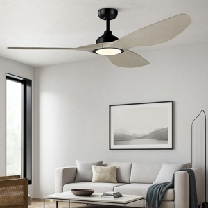 Ventilatore a soffitto con luce a pale di legno