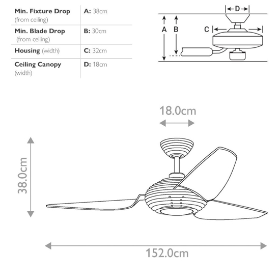 Ventilatore design a pale da soffitto con luce silenzioso