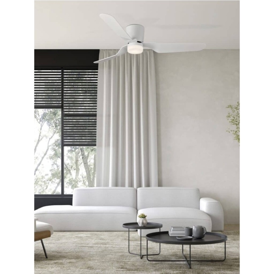 Ventilatore a pale da soffitto bianco con luce silenzioso 18mq