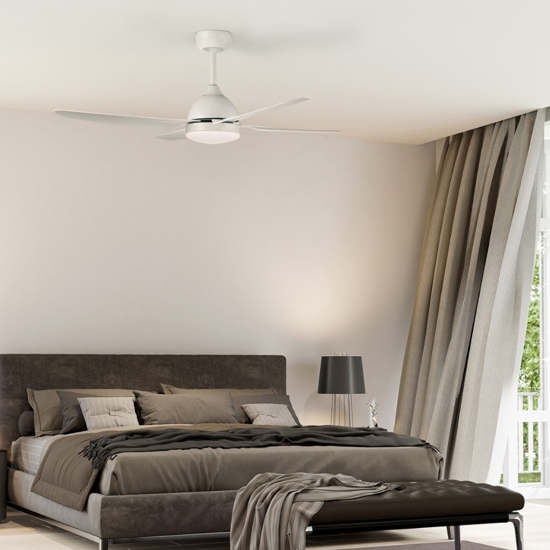 Ventilatore bianco da soffitto 18mq con luce a pale