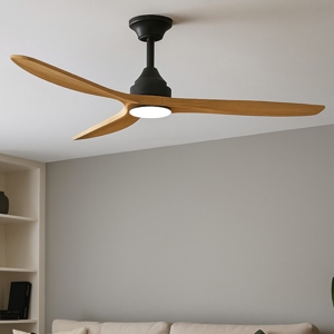Ventilatore a lampadario nero con luce 28mq pale di legno