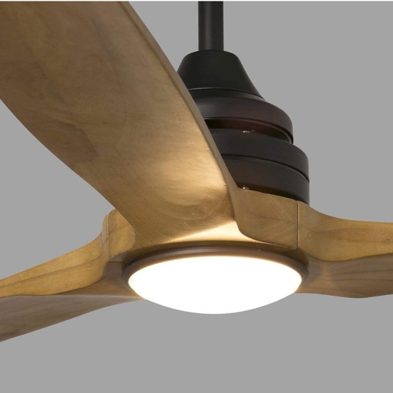 Ventilatore a lampadario nero con luce 28mq pale di legno