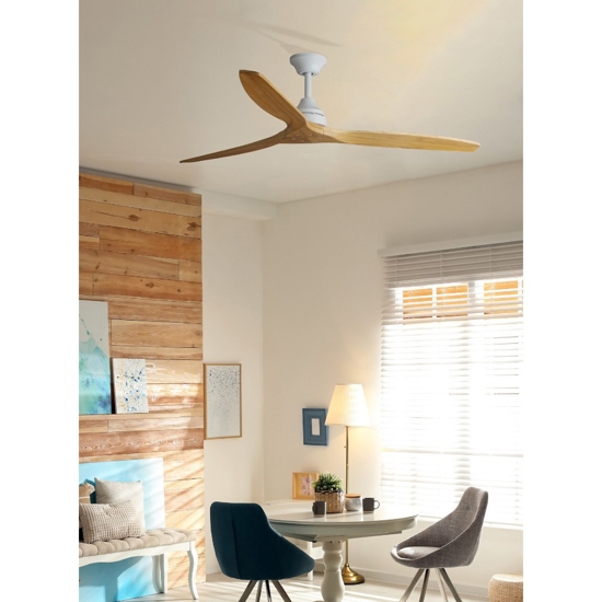 Ventilatore a pale di legno da soffitto bianco 28mq