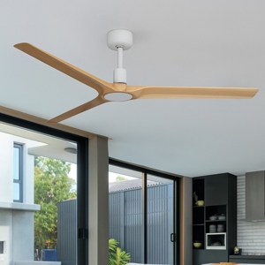 Ventilatore da soffitto bianco pale legno silenzioso 18mq