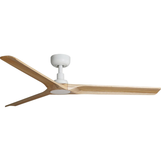 Ventilatore da soffitto bianco pale legno silenzioso 18mq