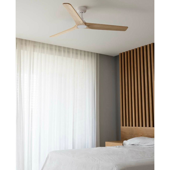 Ventilatore da soffitto bianco pale legno silenzioso 18mq