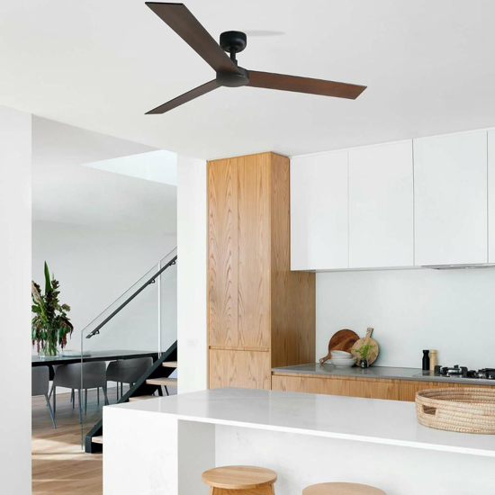 Ventilatore per soffitto 28mq nero con pale marrone