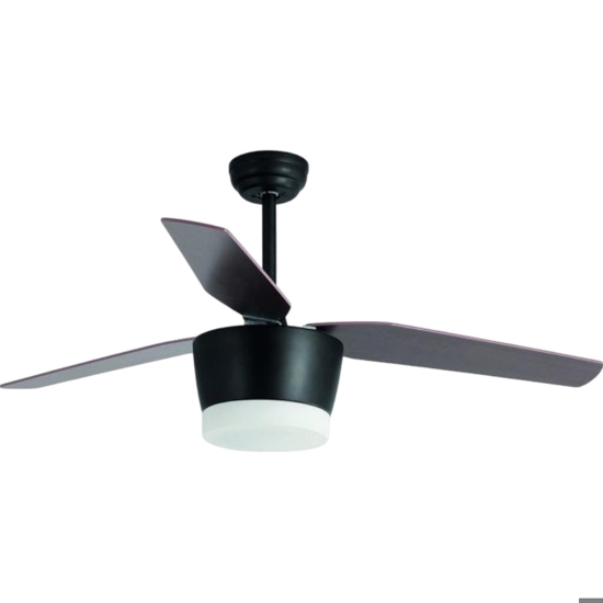 Ventilatore con luce da soffitto nero a pale con telecomando