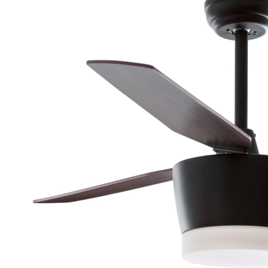 Ventilatore con luce da soffitto nero a pale con telecomando