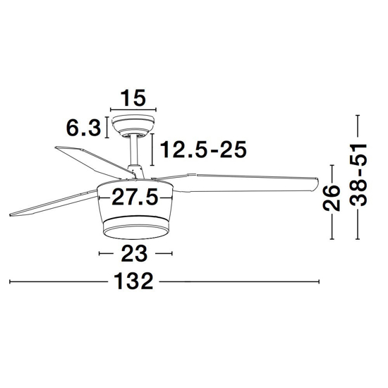 Lampadario con ventilatore da soffitto 23mq pale di legno con telecomando