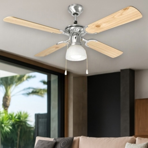 Ìventilatore vintage da soffitto a pale legno con luce 13mq