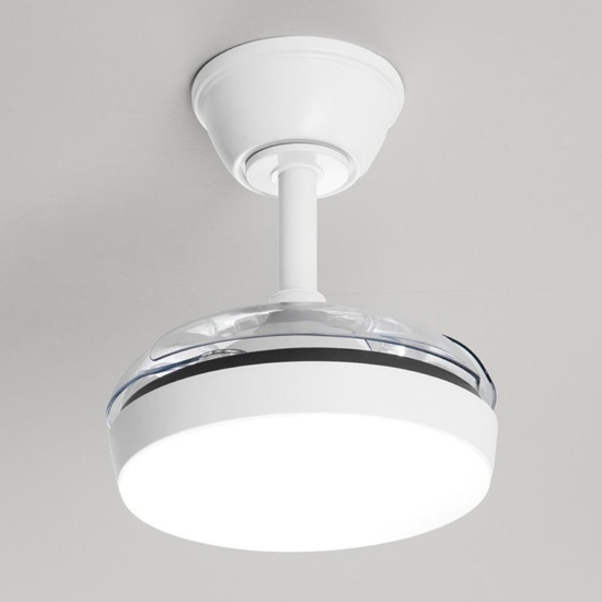 Ventilatore a plafoniera bianco da soffitto con luce pale richiudibili con telecomando