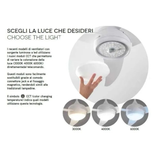 Ventilatore da soffitto bianco silenzioso con luce e telecomando