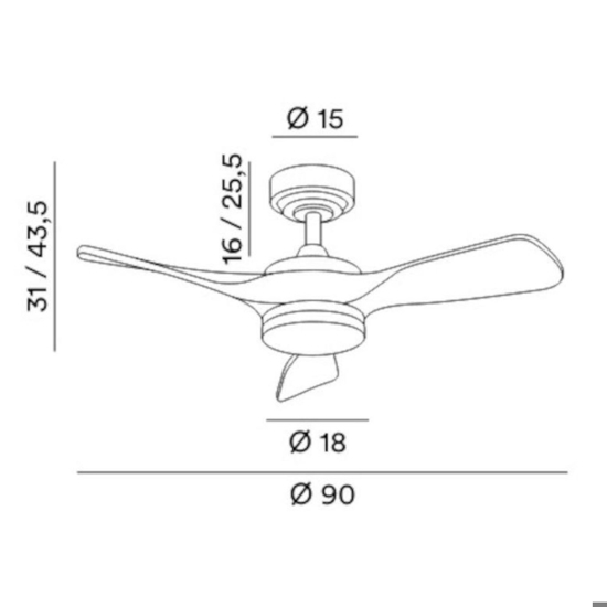 Ventilatore da soffitto bianco silenzioso con luce e telecomando
