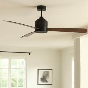 Ventilatore nero con telecomando pale in legno da soffitto silenzioso