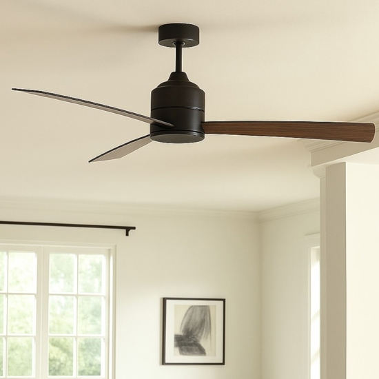 Ventilatore nero con telecomando pale in legno da soffitto silenzioso
