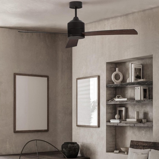 Ventilatore nero con telecomando pale in legno da soffitto silenzioso