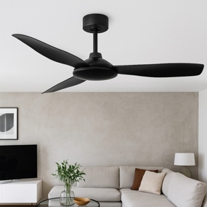 Ventilatore a soffito con pale nero silenzioso 25mq con telecomando