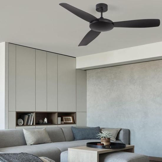 Ventilatore a soffito con pale nero silenzioso 25mq con telecomando