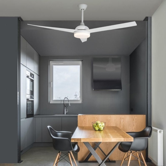 Ventilatore bianco con luce da soffitto a pale silenzioso 28mq con telecomando